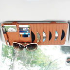 Sun Visor CD Case Holder for Car - Multi-Function Visor Organizer with CD/DVD Storage, Eyeglass Clip, Card Slots & Pen Holder, Durable Leather Car Accessories (Orange)