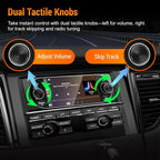 Single Din Car Radio with Apple CarPlay, Backup Camera，External Mic,Single Din Touchscreen Radio Supports Android Auto, Bluetooth, Dual Physical Knobs,SWC, EQ, FM Radio (Black)