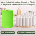 Microfiber Cleaning Cloth Roll - 100 Pack Tear Away Microfiber Paper Towels, Reusable, Washable, Scratch-Free, Kitchen Towels for Car, Home, Kitchen, Glass, Dishes (Neon Green)