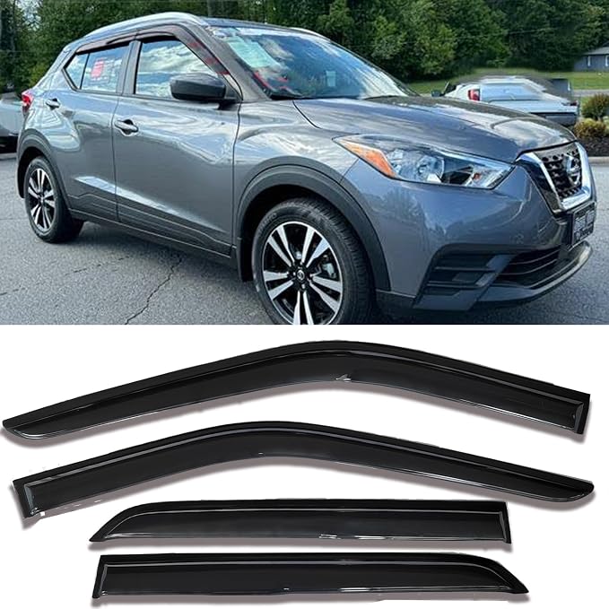 Side Window Visors rain Guards Vent Deflectors Compatible with Nissan Kicks 2018-2024, Vent Deflector Window Rain Guard Sun Shade Visors, Car Accessories 4PCS 2018 2019 2020 2021 2022 2023 2024