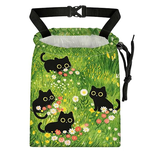Cute Black Cat Car Trash Bag - Waterproof Car Trash Bag Hanging Leakproof Car Garbage Bag - Washable Reusable Trash Bag for Car Interior Hanging Organizer Storage Vehicle Travelling Camping
