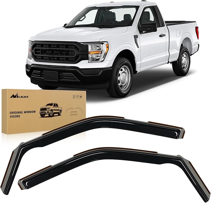 in-Channel Rain Guards for Ford F150 2021 2022 2023 2024 2026 Regular Cab/Super Cab, Vent Window Visors Low Profile Wind Deflectors for Rain & Fresh Air Ventilation, Smoke Tinted-2PCS