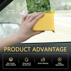 Windshield Cleaning Sponge Block, Double-Sided Microporous Defogger for Car Window Glass, Washable Super Absorbent Anti-Scratch Suede Sponge, Portable Cleaning Tool for Most Cars (Yellow)
