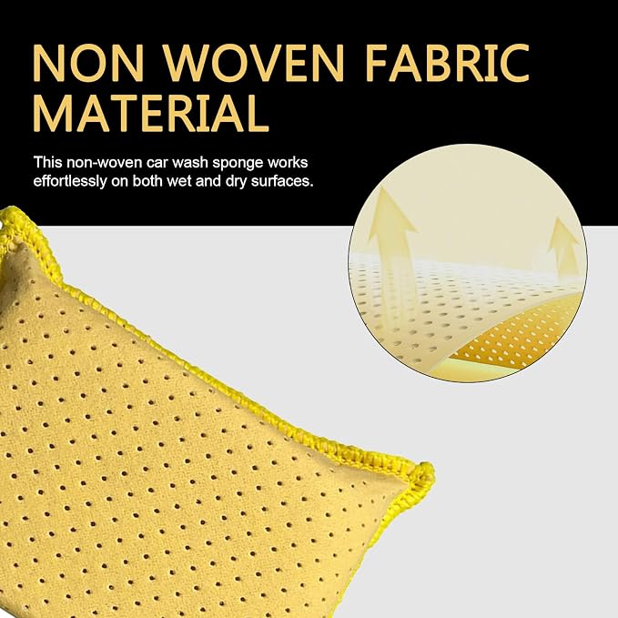 Windshield Cleaning Sponge Block, Double-Sided Microporous Defogger for Car Window Glass, Washable Super Absorbent Anti-Scratch Suede Sponge, Portable Cleaning Tool for Most Cars (Yellow)