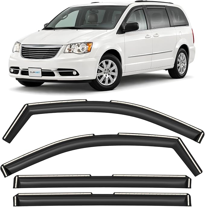 in-Channel Incredibly Durable Rain Guards for Chrysler Town and Country 2008-2016, Original Window Deflectors, Vent Window Visors, Vent Deflector, 4 pcs.- 608320