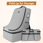 Padded Gate Check Car Seat Travel Bag | Foldable Carseat Cover for Airplane Travel, Car Seat Carrier for Airport, Baby Carseat Backpack for Air Travel(Grey)
