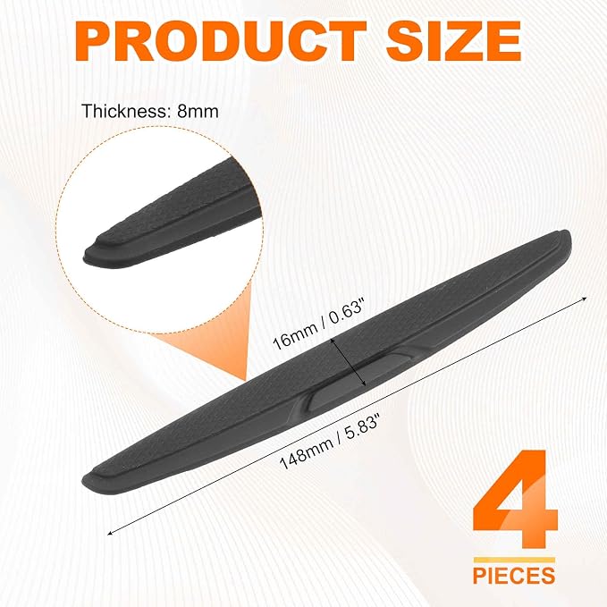 4pcs Car Door Edge Guards Protectors Silicone Side Doors Edge Protector Trim Strip Anti-Scratch Universal Vehicle Exterior Accessories for Car SUV Pickup Truck, Black