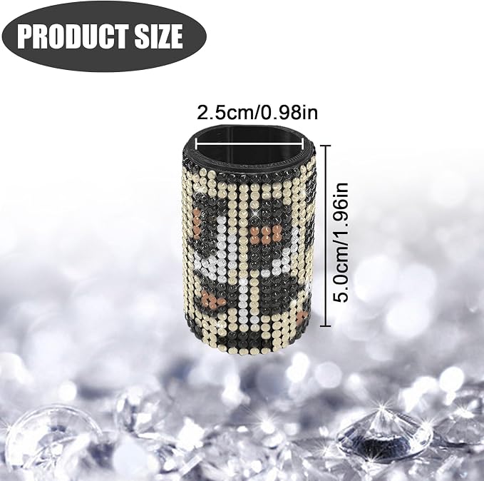 Upright Car Chapstick Holder, Bling Insulating Lip Balm Holder,Rhinestone Car Accessories for Women Interior,Suitable for Most Vehicles. (Leopard print)