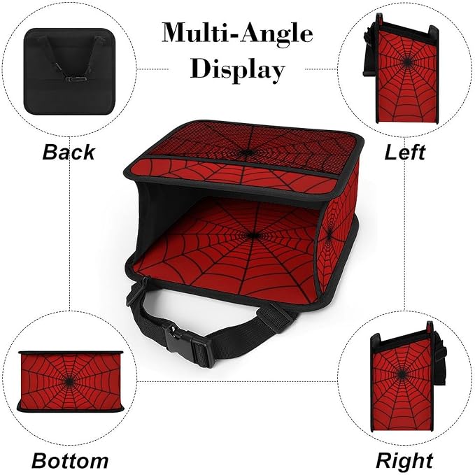 Car Backseat Organizer - Cute Aesthetic Car Storage Bin with Mesh Pocket & Reinforced Base - Universal Fit Hanging Seat Back Accessories for Women (Red)