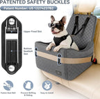 Dog Car Seat for Small/Medium Dogs Up to 35 lbs – Patented Safety System, 5" Memory Foam Pet Booster Car Seat, Fully Detachable and Washable Dog Carseat with 2 Storage Pockets (Grey)