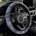 Elastic Long Microfiber Plush Steering Wheel Cover for Winter Warm, Universal 15 inch, Anti-Slip, Odorless, Gray