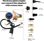 Heavy Duty Compressor Accessory Kit - Digital Tire Pressure Gauge with Inflator, Blow Gun and Hose Fittings, 1/4" NPT Air Tool Kit