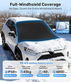 Upgrade Windshield Cover for Ice & Snow [Fast Install & Removal] 600D Oxford Fabric Against Magnetic Fit Snow, Ice, Frost, Winter Accessories - Fit for Sedan,Small to Mid-Size SUVs - (69' x48'')