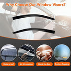 Window Visor Rain Guards Compatible with 2019-2023 Ford Ranger Super/Extended Cab with 2 Half Size Rear Doors, Tape-On Wind Deflectors Vent Visors for Trucks Accessories