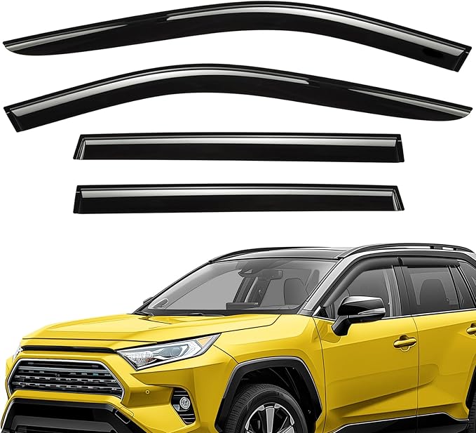 Extra Durable Window Deflectors Tape-On Window Visors Rain Guards Fit for Toyota RAV4 2019-2025, Sun Visors, Wind Vent for Shades, Exterior Car Accessories - 4 pcs. AG0912
