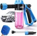 Car Wash Foam Gun for Garden Hose, Foam Cannon Kit with Microfiber Wash Mitt, Extra Nozzle, 3 Spray Modes & 50% Higher Water Pressure, Hose Foam Blaster for Cars, Trucks, RVs, Motorcycles