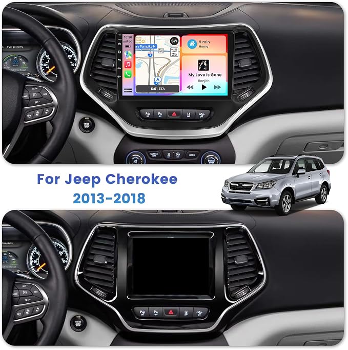 5Ghz WiFi [2G+64G] Android 15 Car Radio for Jeep Cherokee 2013-2018 Car Stereo with Wireless Carplay Android Auto, 10 Inch HD Touchscreen with GPS Bluetooth FM/RDS EQ SWC 26UI Backup Camera MIC