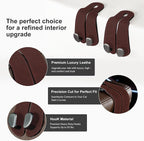 CoBak Purse Hook for Car - Universal Premium Stitched Leather and Aluminum-Magnesium Alloy Double Car Seat Back Storage Hook for Purses, Handbags, Bags (2 Pack),Wine Red