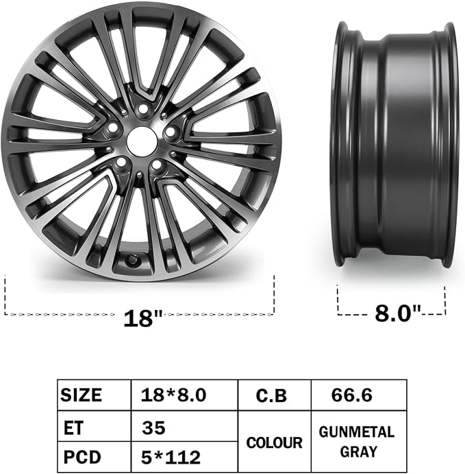 New 18" x 8'' Alloy Replacement Wheel Rim Compatible with BMW 530i 540i 540d 530e 2017-2024, Direct Fit, OEM Design Replacement Rim
