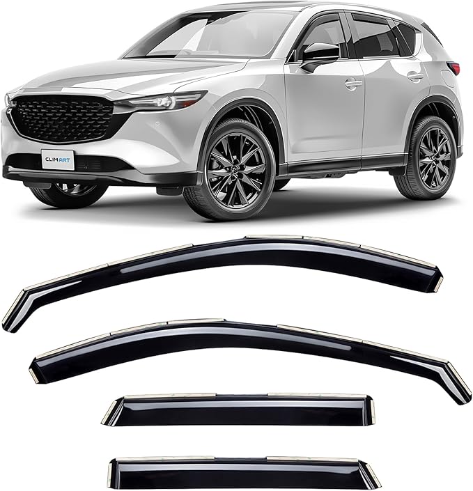 in-Channel Incredibly Durable Rain Guards for Mazda CX-5 2017-2025, Original Window Deflectors, Vent Deflector, Vent Window Visors, Dark Smoke Car Accessories, 4 pcs. - 620475