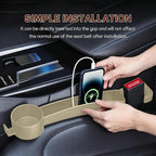 2PCS Car Seat Gap Filler Organizer, Multifunctional Vehicle Seat Side Gap Filler with Organizer & Cup Holder, Automotive Seats Crevice Stopper Gaps Plug, Universal Car Accessories (Beige)