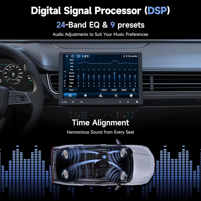 A5L 10 inch Android Double DIN & Single DIN Car Stereo, Floating QLED Touchscreen, Wireless Carplay & Android Auto, WiFi/USB/Bluetooth Tethering, Backup Cam, HDMI Out, DSP, ChatGPT AI