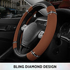 Road Comfort Leather Steering Wheel Cover – Premium Anti-Slip Car Steering Wheel Grip Cover – Universal Fit for 14.5”–15” Cars, Trucks & SUVs - Purple