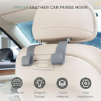 Car Seat Hooks - 2 Pack Upgraded Leather Headrest Hooks for Hanging Purse and Bag, Car Organization Accessories (Black)