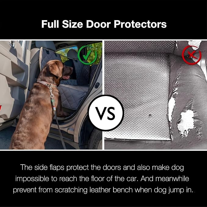 56" Wx60 L Dog Car Seat Cover for SUV & Truck, Heavy Duty 900D Waterproof Pet Hammock with Mesh Window, Odorless Scratchproof Backseat Protector for Large Dogs, Fit Model Y, F-150, RAV4 - Grey