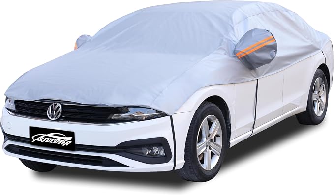 Half Car Cover for Large Sedan, Such as Toyota Avalon, Cadillac cts, Dodge Charger, Fits Sedan/Coupe 197-206 inchs