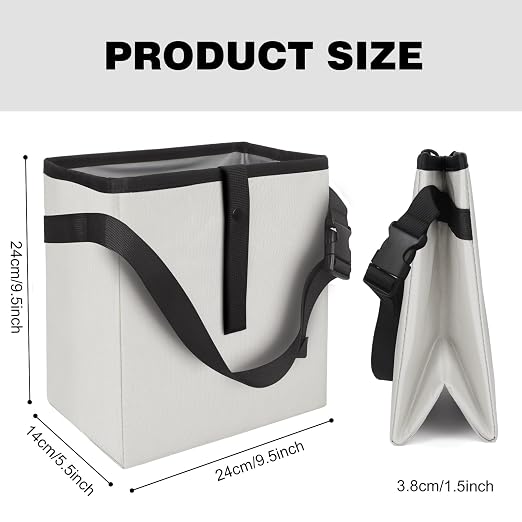 Car Trash Can, Leak-Proof Waterproof Trash Bin Collapsible Portable Auto Garbage Bag Large Capacity Trashcan Storage Bag Multipurpose Car Organizer Hanging (White)