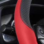 Auto Car Leather Steering Wheel Cover Anti Slip Wrap 15" (Red)