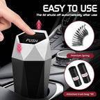 Car Trash Can with Lid, Mini Car Trash Cup with 30 Additional Trash Bags, Car Accessories for Interior, Leakproof Vehicle Garbage Bin for Car, Home, Office - 2 Packs, Silver