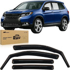 in-Channel Rain Guards for Honda Passport 2019-2023 2024 2025, Vent Window Visors Low Profile Wind Deflectors for Rain & Fresh Air Ventilation, Smoke Tinted-4PCS