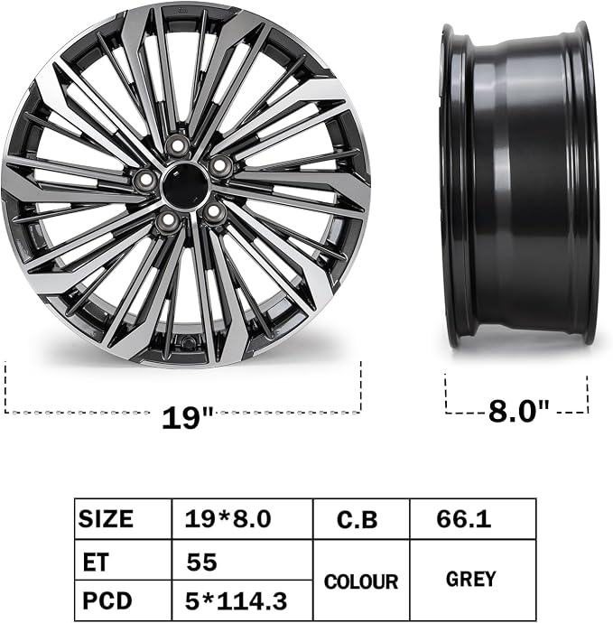 New 19" x 8'' Alloy Replacement Wheel Rim Compatible with Teana 2023 2024, Direct Fit, OEM Design Replacement Rim