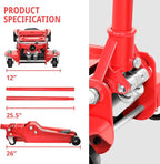 DNA Motoring Low Profile Hydraulic Trolley Service/Floor Jack, 4 Ton (8000 lbs) Capacity, Lifting Range 4.5"-20",Red,TOOLS-00307
