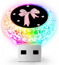 Bow USB LED Car Portable Interior Multi-Color Atmosphere Lamp | Portable Mini LED Night Light Auto Ambient Lighting, Universal Vehicle Bedroom Decor Car Accessories Bow Gifts for Women Men