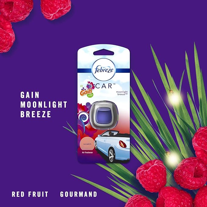 Car Odor-Eliminating Air Freshener Vent Clip with Gain Scent, Moonlight Breeze, 2 count