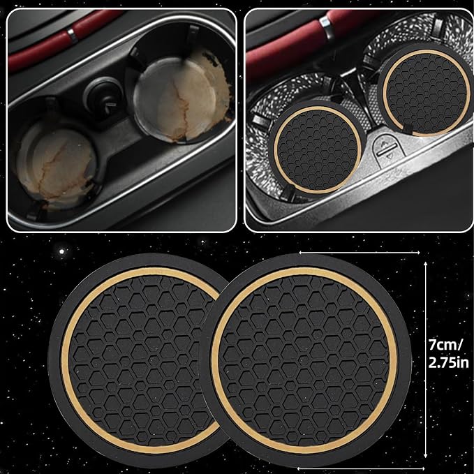 10 Pcs Car Floor Mats Full Set & Sport Leather Steering Wheel Cover 14.5-15 inch, Center Console Cover, Seat Belt Cushion, Cup Holder Coaster, Universal Automobile Interior Sets (Beige)