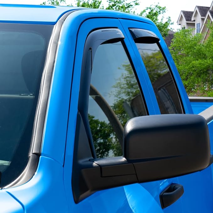 Goodyear Shatterproof in-Channel Window Deflectors for Dodge Ram 1500 Classic 2019-2024 Quad Cab, Rain Guards, Window Visors for Cars, Vent Deflector, Car Accessories, 4 pcs - GY008036