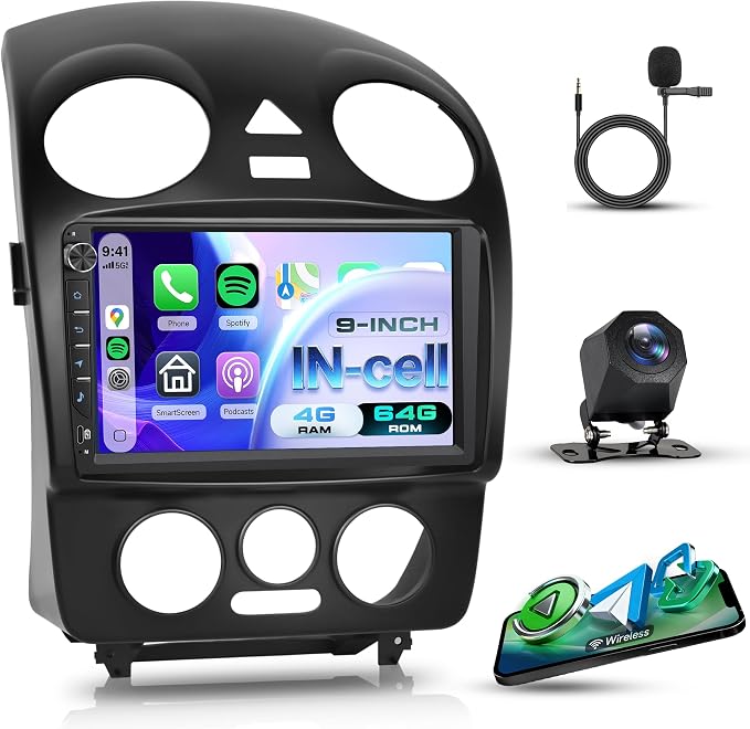 4G+64G Android Car Stereo for VW Volkswagen Beetle 2004-2010, 9'' 1280x720 Incell Screen with Physical Buttons, Wireless Carplay Android Auto GPS Bluetooth FM RDS EQ WiFi Type-C Backup Camera