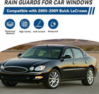 4pcs Window Visors Compatible with 2005-2009 Buick Lacrosse Front+Rear Smoke Tint Sun/Rain Guard Outside Mount Tape-On Vent 2006 2007 2008
