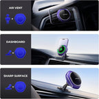 for MagSafe Car Mount Charger, 15W Fast Charging Magnetic Wireless Car Charger Phone Holder Mount Fits iPhone 15 Pro Max Plus 14 13 12 Mini MagSafe Case - Purple