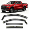 in-Channel Window Visors Vent Deflectors Sun Shade Rian Guard for Ford Ranger SuperCrew Cab 2024 2025 2026 Smoke Tinted