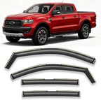 in-Channel Window Visors Vent Deflectors Sun Shade Rian Guard for Ford Ranger SuperCrew Cab 2024 2025 2026 Smoke Tinted