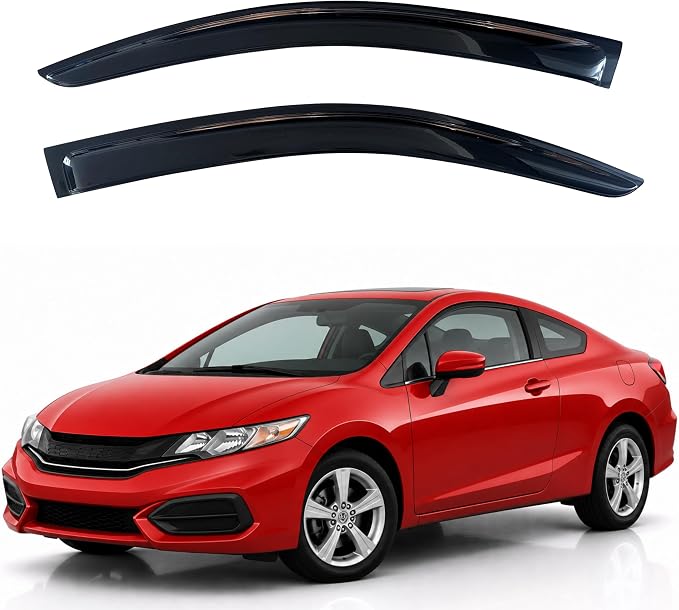 KPY Rain Guards Fit for 2012-2015 Honda Civic Coupe, Out-Channel Window Visors Vent Wind Deflectors 2PC, Car Accessories for 12-15 Civic (Coupe Only)