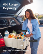 Trunk Organizer for Car - Car Organizer, Foldable Trunk organizer for SUVs & Sedans, Sturdy Organization for Car Accessories, Tools, Sundries, Beige, 2 Compartments, 21.3"×12.6"×10.6"