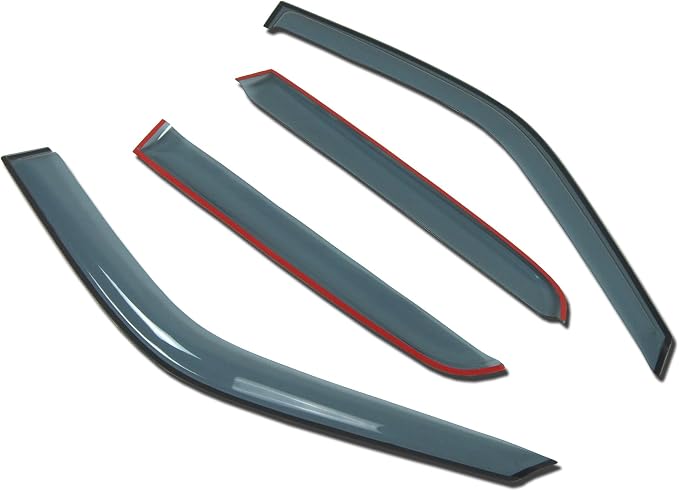 Outside Mount Window Vent Visors Rain Guards Compatible with Chevrolet Aveo 2007-2010 | Side Window Wind Deflectors Rain Shields | Light Grey, 4 Pcs Set, LGWV-059