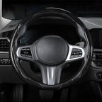 Carbon Fiber Steering Wheel Cover, Snap on Car Steering Wheel Cover Set Accessories 3pcs Wrap Grip Non Slip Protector Universal Glossy Black