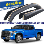 Goodyear Shatterproof in-Channel Window Deflectors for Toyota Tundra 2022-2026 CrewMax, Rain Guards, Window Visors for Cars, Vent Deflector, Car Accessories, 4 pcs - GY008143